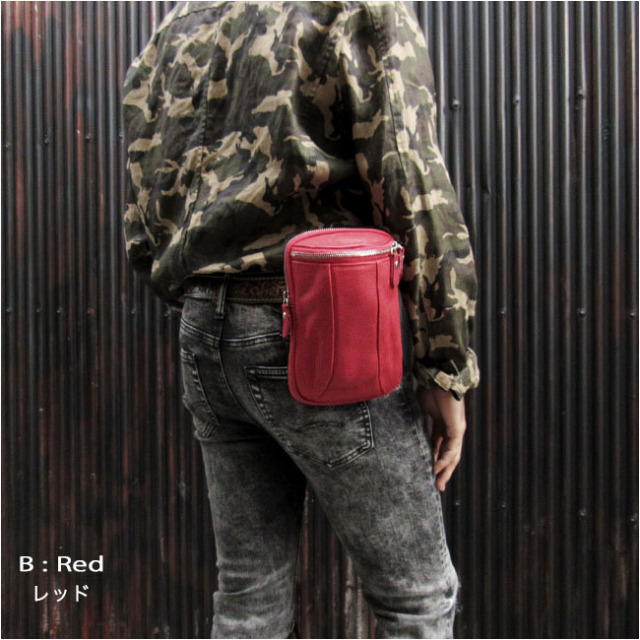 レザー ミニバッグ ウエストポーチ ベルトポーチ ショルダーポーチ  