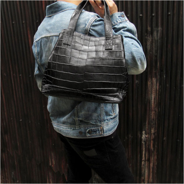 トートバッグ クロコダイル ワニ革 ミニトートバッグ ハンドバッグ  