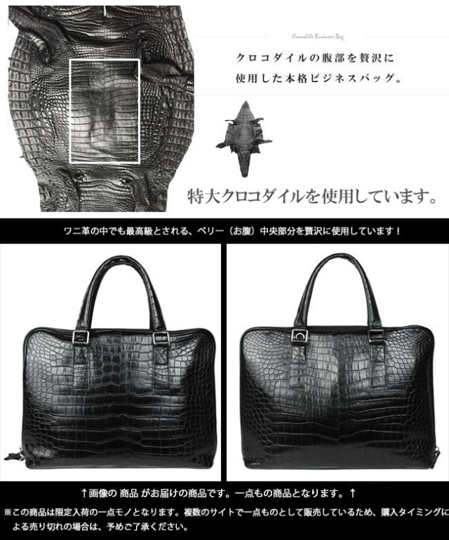 シャムネス メンズ ビジネスバッグ レザー ワニ革／クロコダイルPC 