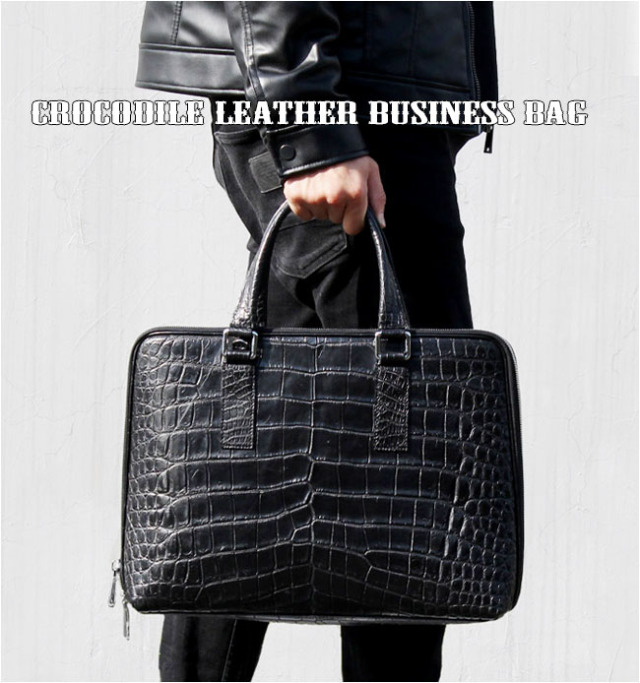 シャムネス メンズ ビジネスバッグ レザー ワニ革／クロコダイルPC  