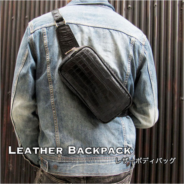 クロコダイル 本革 斜めがけ バッグ ボディバッグ ワニ革 バッグ