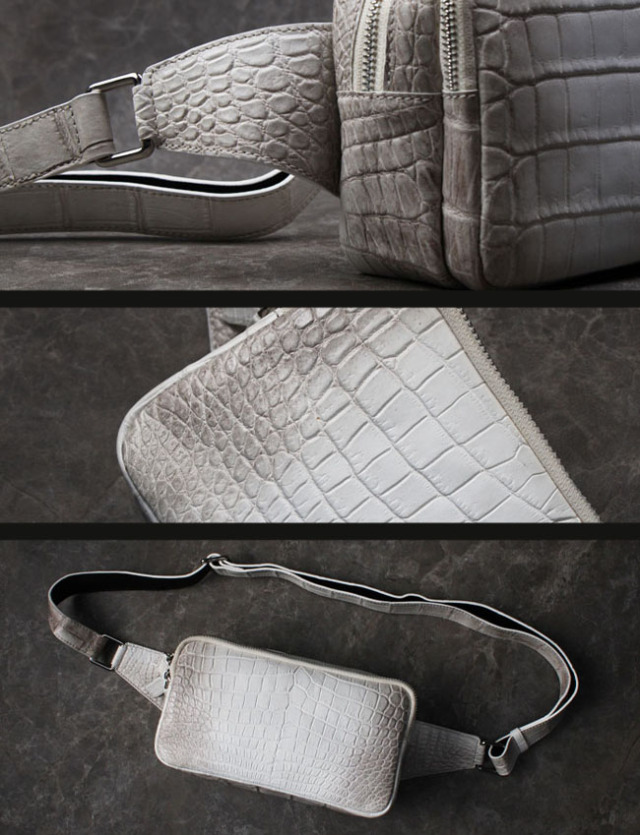 ヒマラヤクロコダイル 本革 斜めがけ ボディバッグ ワニ革 バッグ