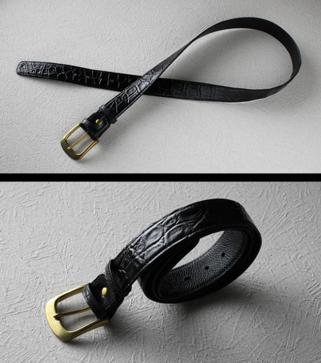 新品 クロコダイル レザーベルト Hバックル 替え 95cm ベージュ マット  