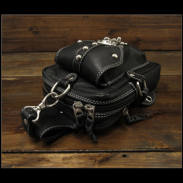 レザー ヒップポーチ ウエストポーチ ベルトポーチ 本革／牛革