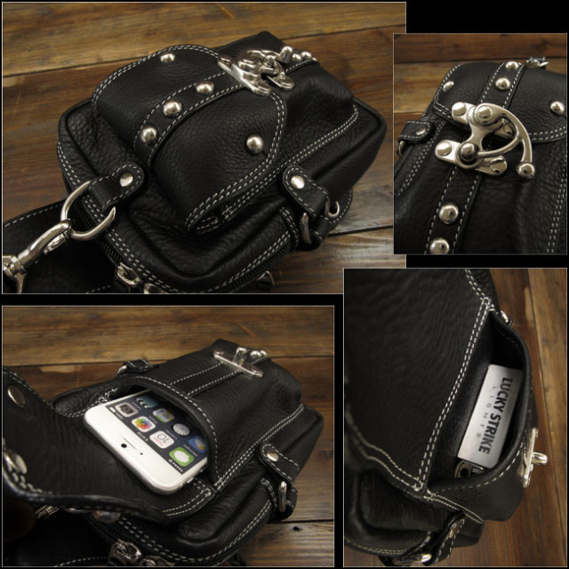 レザー ヒップポーチ ウエストポーチ ベルトポーチ 本革／牛革