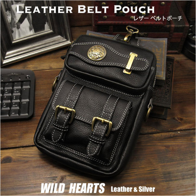 メンズ レザー 本革 ベルトポーチ ウエストポーチ ヒップポーチ ブラック 黒 Genuine Leather Waist Pouch Hip Bag Belt Pouch Belt Biker Style Wild Hearts Leather Silver Id Wp0926r38 メンズ レザー 本革 ベルトポーチ ウエストポーチ ヒップポーチ ブラック 黒 Genuine Leather Waist Pouch Hip Bag Belt Pouch Belt Biker Style Wild Hearts Leather Silver Id Wp0926r38
