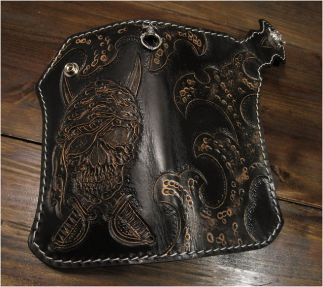 ロングウォレット ライダーズウォレット シルバーコンチョ&レザー 