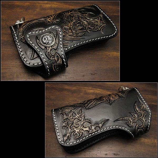 ロングウォレット ライダーズウォレット レザーウォレット シルバー  