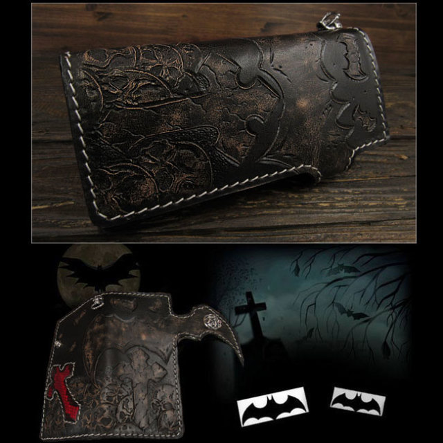 レザーカービングロングウォレット ロング・ウォレット（カービング／編み込み） : WIZARD LEATHER