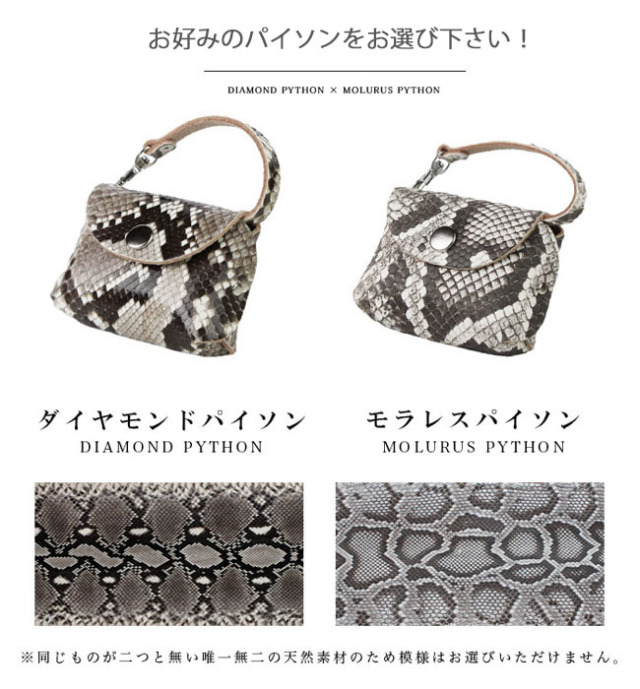 マルチポーチ 持ち手付き ダイヤモンドパイソン モラレスパイソン