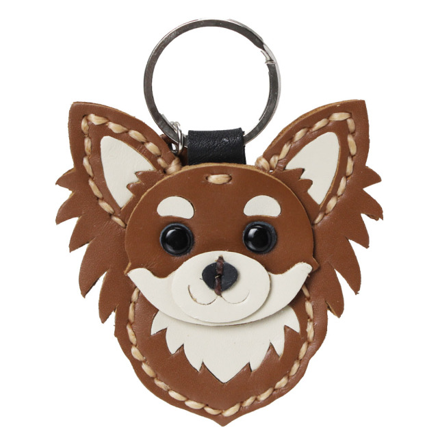 ロングコートチワワが加わりました！本革 犬のキーホルダー イヌ いぬ