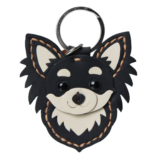 ロングコートチワワが加わりました！本革 犬のキーホルダー イヌ いぬ
