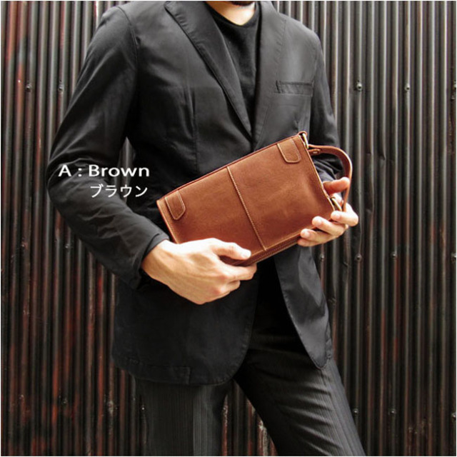 メンズ 本革／レザー クラッチバッグ セカンドバッグ ハンドバッグ