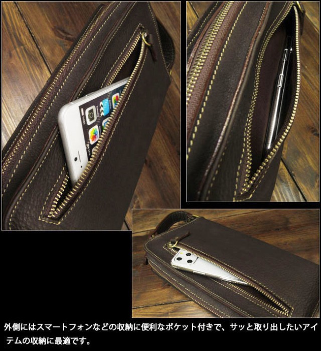 メンズ 本革／レザー クラッチバッグ セカンドバッグ ハンドバッグ