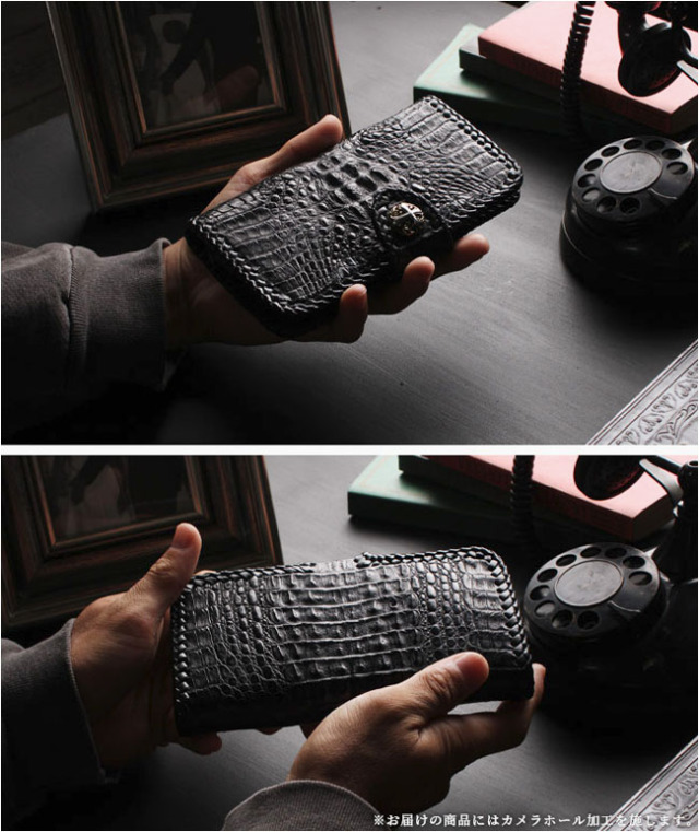 送料無料 iPhoneケース スマホケース 手帳型 レザーケース カイマン
