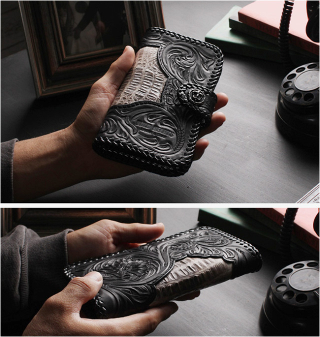 iPhoneケース クロコダイル クロコダイル カービング 手帳型 iPhoneケース 本革 ワニ革 カイマン