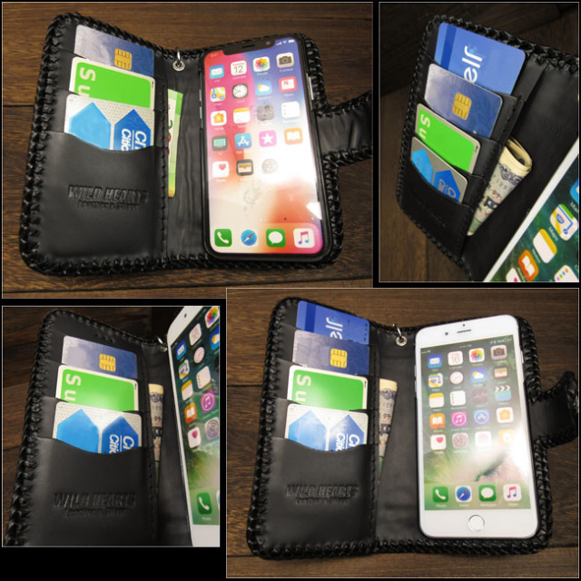 本革 Iphoneケース手帳型 アイフォンケース カービング ハンドメイド ブラック Genuine Leather Folder Protective Case Cover For Iphone Wild Hearts Leather Silver Id Ip2578r101