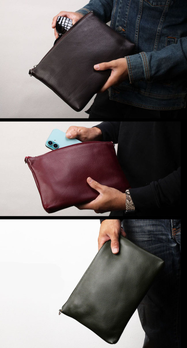 XLサイズ 本革 ポーチ 小物入れ ポーチ 6色 レザー 牛革 メンズ