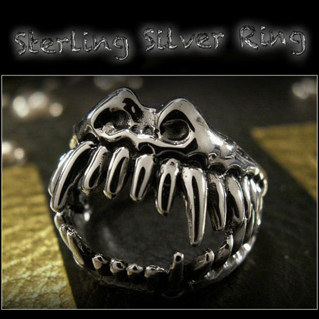 クリックポストのみ送料無料！メンズシルバーリング 牙リング