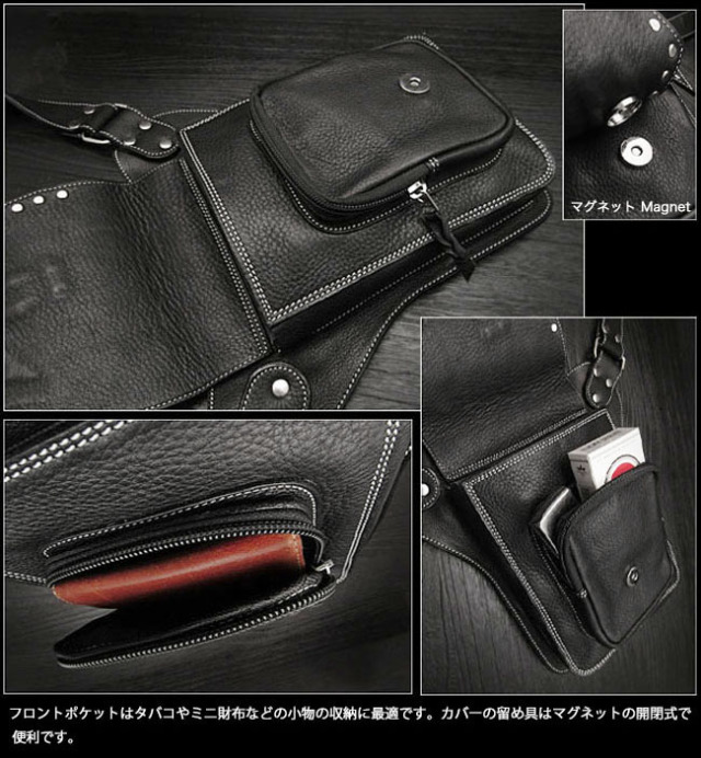 本革 レザーショルダーバッグ ウエストバッグ ヒップバッグ 2WAY
