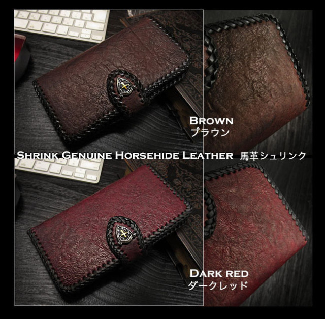 手帳型 スマホケース ホースレザー 馬革 多機種対応 スライド式