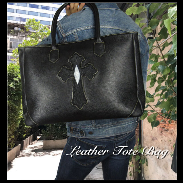 廃盤 THIRTEEEN DESIGNS×WILD HEARTレザートートバッグ メンズ ビジネス レザートートバッグ ショルダーバッグ スティングレイ