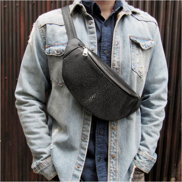 スティングレイ エイ革 ガルーシャ ウエストバッグ ボディバッグ 本革  