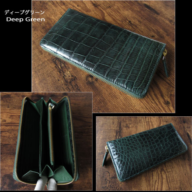 本物 荒々しい ベージュ クロコダイル革 センター ヘッドラウンド長  