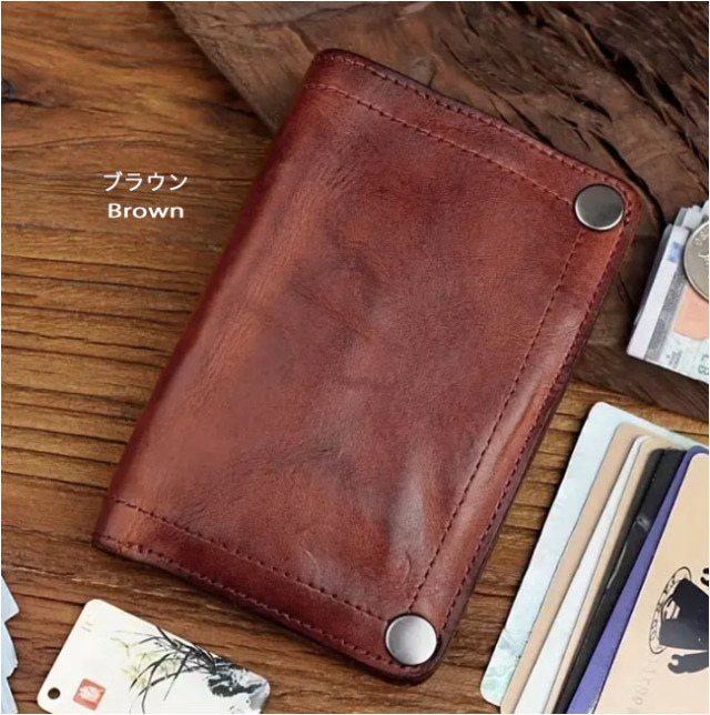二つ折り ハーフ財布 ヴィンテージ加工 本革 ウォレット 財布