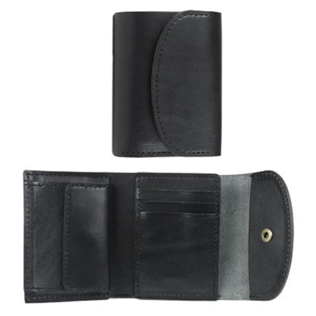ミニウォレット　ヌメ革　ブラック ミニ財布 ブラック(ヌメ) | Leather+(レザープラス)｜少しレトロ