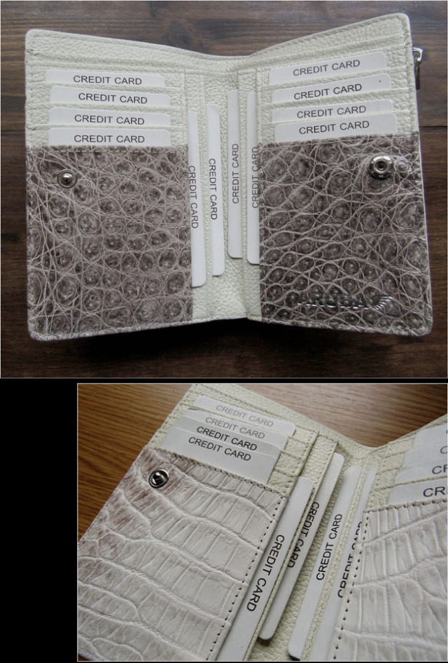 ミドルウォレット 二つ折り ヒマラヤクロコダイル 白 ホワイト