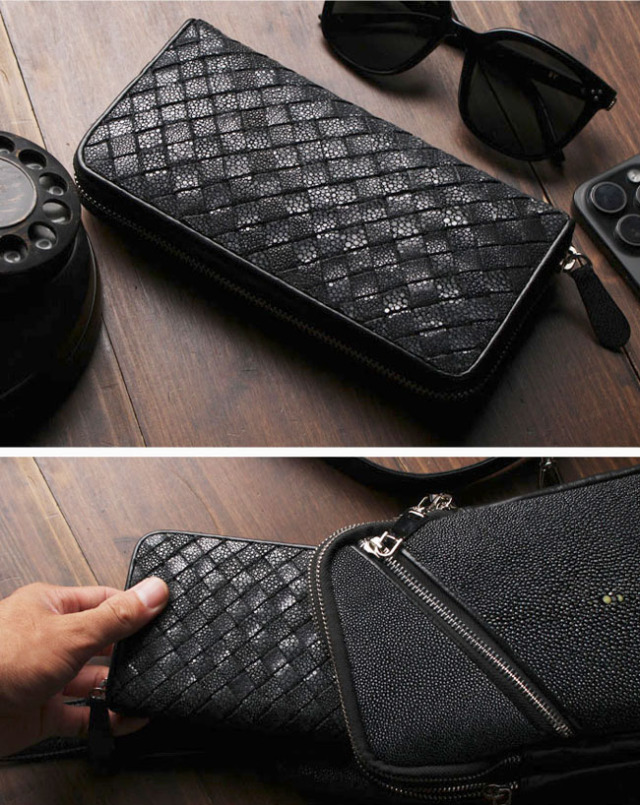 スティングレー エイ革 編み込み 長財布 スティングレー エイ革 編み込み 長財布 ガルーシャ スティングレイ