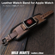 クードゥー Apple Watch バンド ベルト交換用 レザー/本革 アップルウォッチ Genuine Kudu Leather Watch Strap Bracelet Wrist Band For Apple Watch Series 1 2 3 4 5 6 7 8 9 10 SE 40/41/42mm,44/45/46mm WILD HEARTS(ID aw4172r9)