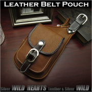 在庫処分！ウエストポーチ ヒップポーチ ヒップバッグ スマホポーチ 本革 レザー WILD HEARTS Leather & Silver (ID wp3435b36)