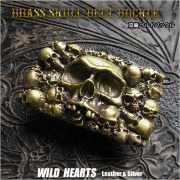 ドクロバックル 真鍮 ベルト バックル 取り替え用 髑髏 スカル 38mm Brass Skull Belt Buckle WILD HEARTS Leather&Silver (ID mb4968r15)za026