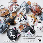本革 猫のキーホルダーネコ ねこ 猫 飾り フィギュア 小物 雑貨 12種 三毛猫 シロ クロ キーホルダー キーリング キーチャーム グッズ 革 牛革 革小物 レザー かわいい プレゼント WILD HEARTS Leather&amp;Silver ID (kh693k16)za001