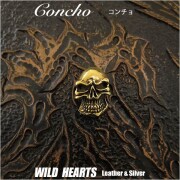 クリックポストのみ送料無料！コンチョ スカル ドクロ 髑髏 真鍮  WILD HEARTS Leather & Silver (ID cc2848-d1)