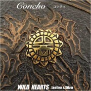 クリックポストのみ送料無料！ブラスコンチョ サンフェイス 真鍮 インディアンスタイル ねじ式コンチョ WILD HEARTS Leather & Silver (ID cc3041-d2)