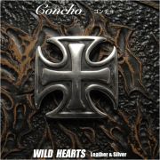 合金コンチョ アイアンクロス 十字架 ねじ式 レザークラフト WILD HEARTS Leather & Silver (ID co3914-d13)