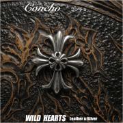 メタルコンチョ ねじ式コンチョ クロスコンチョ 合金 十字架 クロスフローリー   WILD HEARTS Leather & Silver (ID co3915-d15)