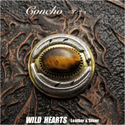 コンチョ シルバー925 シルバーコンチョ タイガーアイ 真鍮 インディアンジュエリー Concho Sterling Silver Tiger's Eye Indian/Native American style WILD HEARTS Leather&Silver (ID con93) j6