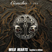 クリックポストのみ送料無料！コンチョ スカル 髑髏 ドクロ クロスフローリー シルバー925 Concho Double SKULLs with CrossFleury Silver925 (ID con13t2)
