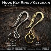 クリックポストのみ送料無料！キーホルダー　キーフック　真鍮　フェザー Hook Key Ring Keychain Brass WILD HEARTS Leather&Silver(ID kh3468k5)