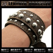 クリックポストのみ送料無料！レザーブレスレット レザーリストバンド 牛革 茶 Leather Bracelet／Leather Wrist Band (ID lb1518r32)