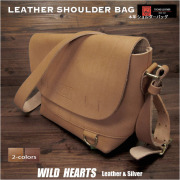 メンズ レディース 栃木レザー 日本製 メッセンジャーバッグ ショルダーバッグ レザー 本革 トラベルバッグ Leather Messenger Bag WILD HEARTS Leather&amp;Silver(ID mb4581s1)
