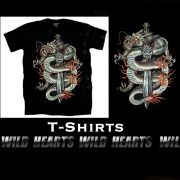 在庫処分！ Sサイズ Mサイズ Tシャツ コットン 綿 100％ サイズ 黒 ドラゴン 十字架（ID ts2032r68）