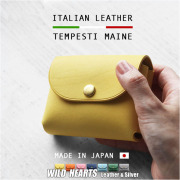 ミニ財布 イタリアンレザー マイネ Maine ヌメ革 本革 コインケース 二つ折り財布 ウォレット 小銭入れ ミニ コンパクト 薄い スリム 日本製 Leather Bi-fold Mini Wallet WILD HEARTS Leather&amp;Silver (ID mw387)za020