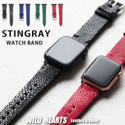 アップルウォッチバンド スティングレイ/エイ革 本革 メンズ 替えベルト Apple Watchベルト Stingray Leather Watch Belt Strap Bracelet Wrist Band For Apple Watch Series 1,2,3,4,5,6,7,8,9,10, SE,Ultra,40/41/42mm,44/45/46/49mm WILD HEARTS(ID aw4710r9)za006