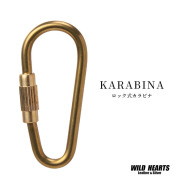 真鍮 ロック式 カラビナ ミニ 小さい ブラス キーフック キーホルダー キーリング アクセサリー レザークラフト ハンドメイド 手芸 パーツ 部品 雑貨 WILD HEARTS Leather&amp;Silver（ID kh911f-b7)za013