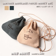 床革 巾着 栃木レザー ショルダーバッグ ショルダーポーチ 2WAY スエード レザー 革 日本製 アメカジ バンク ポーチ バッグ Leather Bank Pouch ワイルドハーツ WILD HEARTS Leather&amp;Silver(ID sp884r41)za021